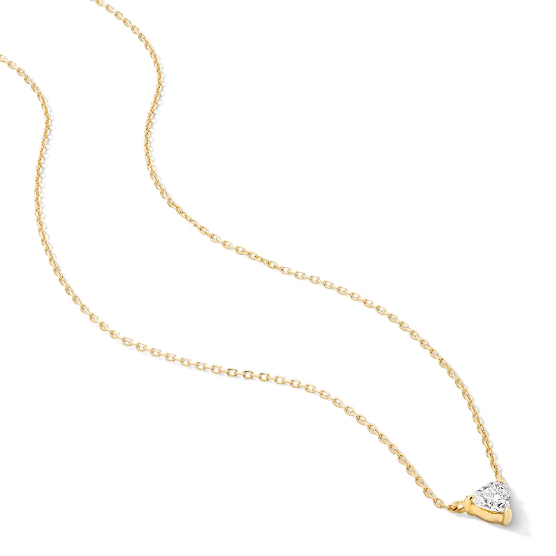 Main Image 5 of 1/5 CT. Trillion-Cut Lab-Grown Diamond Solitaire Necklace in 10K Gold (F/VS2)