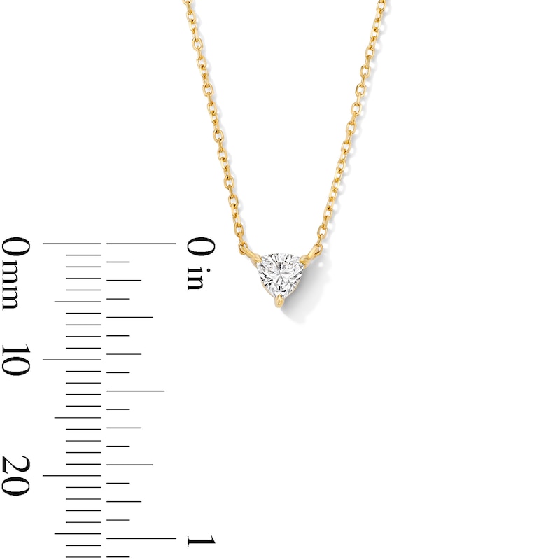 Main Image 6 of 1/5 CT. Trillion-Cut Lab-Grown Diamond Solitaire Necklace in 10K Gold (F/VS2)