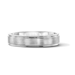 5.0mm Engravable Stepped-Edge Wedding Band in Sterling Silver (1 Line)