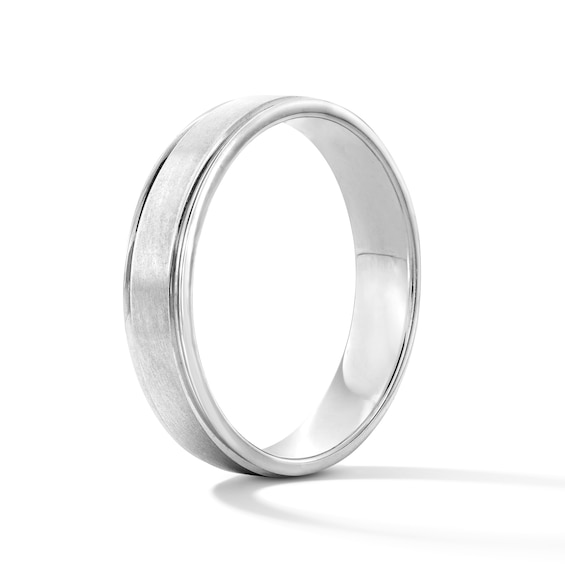 5.0mm Engravable Stepped-Edge Wedding Band in Sterling Silver (1 Line)