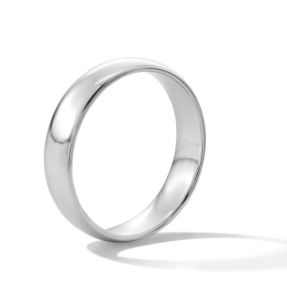 5.0mm Engravable Domed Wedding Band in Sterling Silver (1 Line)