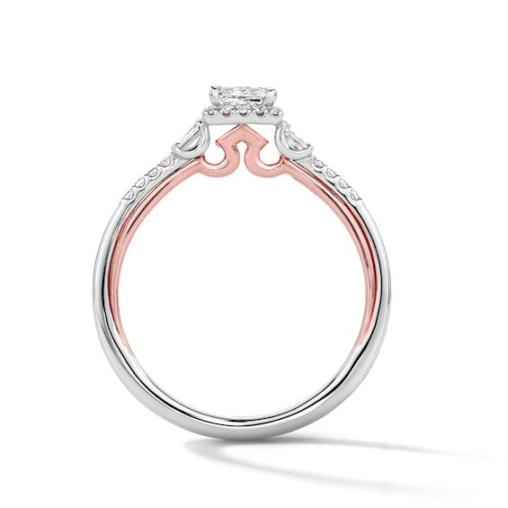 Enchanted Disney Aurora 3/8 CT. T.w. Princess-Cut Lab-Grown Diamond Engagement Ring in 10K White and Rose Gold (F/Vs2)
