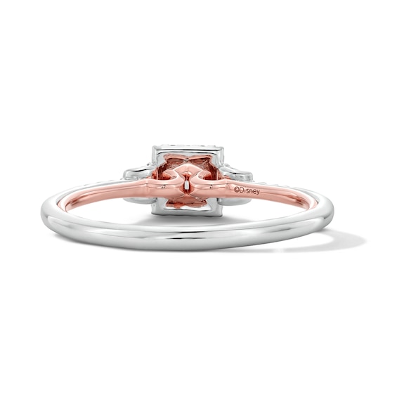 Enchanted Disney Aurora 3/8 CT. T.w. Princess-Cut Lab-Grown Diamond Engagement Ring in 10K White and Rose Gold (F/Vs2)