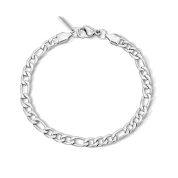 White Ion Plated CZ 5mm Figaro Chain Bracelet - 7.5"