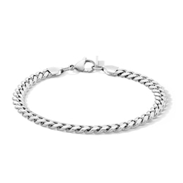 White Ion-Plated CZ Accent 6mm Miami Cuban Curb Chain Bracelet - 8.5"