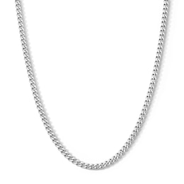 White Ion-Plated CZ Accent 3mm Miami Cuban Curb Chain - 18"