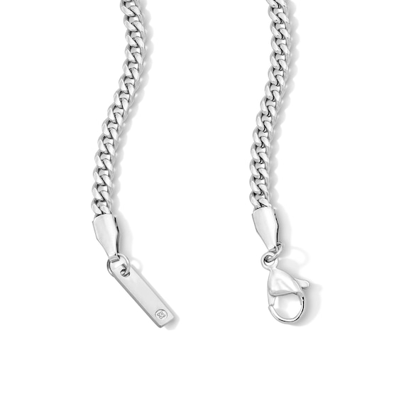 White Ion-Plated CZ Accent 3mm Miami Cuban Curb Chain - 18"
