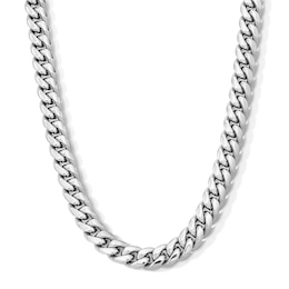 White Ion-Plated CZ Accent 10mm Miami Cuban Curb Chain - 22"