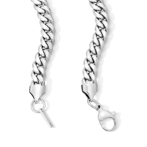 White Ion-Plated CZ Accent 8mm Miami Cuban Curb Chain - 20"