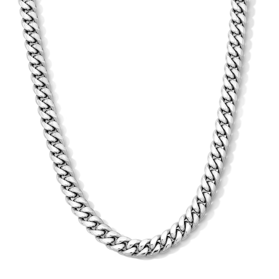 White Ion-Plated CZ Accent 8mm Miami Cuban Curb Chain