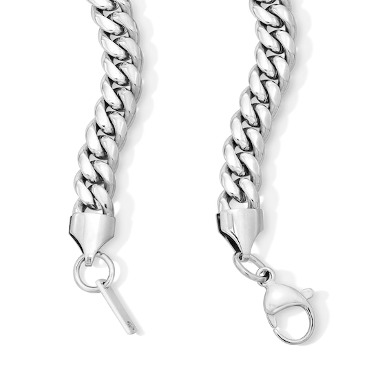 White Ion-Plated CZ Accent 8mm Miami Cuban Curb Chain
