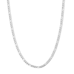 White Ion-Plated CZ Accent 3mm Figaro Chain - 18"