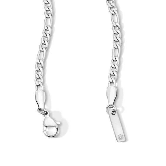 White Ion-Plated CZ Accent 3mm Figaro Chain - 18"
