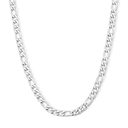 White Ion-Plated CZ Accent 5mm Figaro Chain - 22"