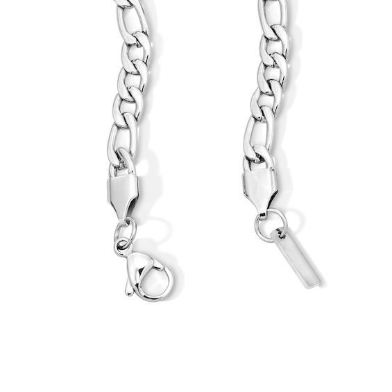 White Ion-Plated CZ Accent 5mm Figaro Chain - 22"