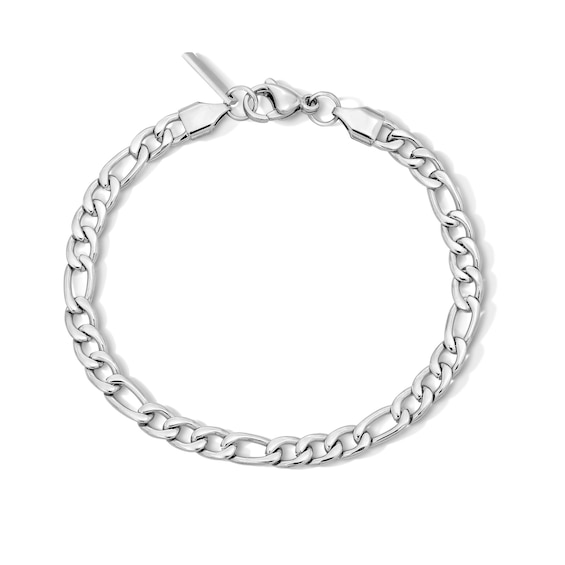 White Ion Plated CZ 5mm Figaro Chain Bracelet - 8.5"