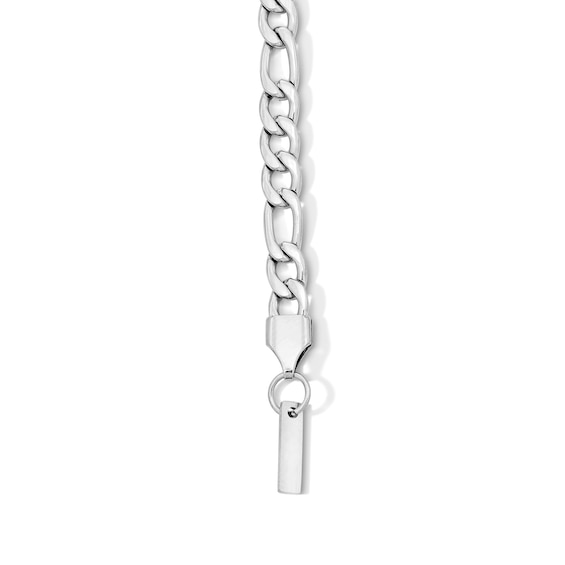 White Ion Plated CZ 5mm Figaro Chain Bracelet - 8.5"