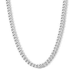 White Ion-Plated CZ Accent 6mm Miami Cuban Curb Chain - 18"