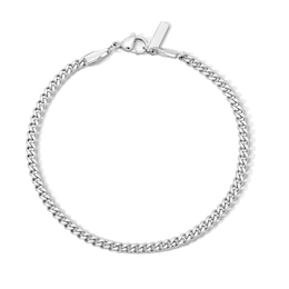 White Ion Plated CZ 3mm Miami Cuban Curb Chain Bracelet - 8.5"