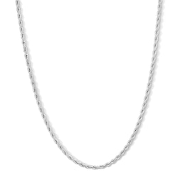 White Ion-Plated CZ Accent 3mm Rope Chain - 20"