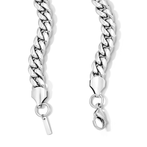 White Ion-Plated CZ Accent 10mm Miami Cuban Curb Chain - 24"