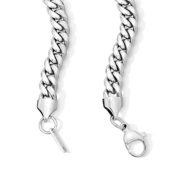 White Ion-Plated CZ Accent 8mm Miami Cuban Curb Chain - 24"