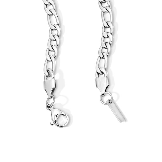 White Ion-Plated CZ Accent 5mm Figaro Chain - 20"