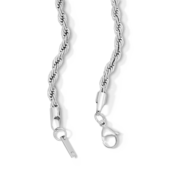 White Ion-Plated CZ Accent 5mm Rope Chain - 20"