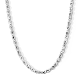 White Ion-Plated CZ Accent 5mm Rope Chain - 22"