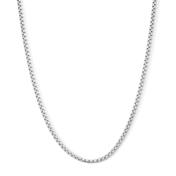 White Ion-Plated CZ Accent 2mm Box Chain - 18"