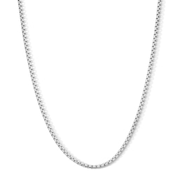 White Ion-Plated CZ Accent 2mm Box Chain - 20"