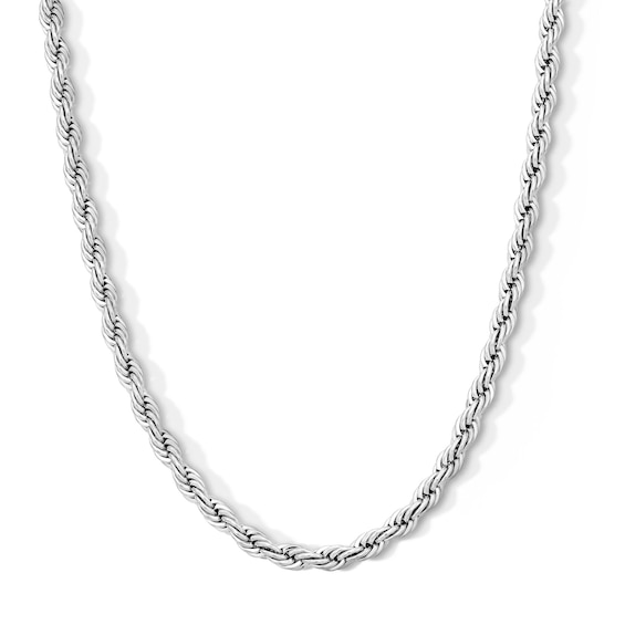 White Ion-Plated CZ Accent 5mm Rope Chain - 24"
