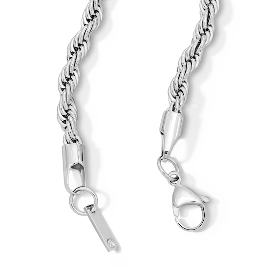 White Ion-Plated CZ Accent 5mm Rope Chain - 24"
