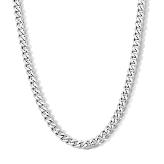 White Ion-Plated CZ Accent 6mm Miami Cuban Curb Chain - 22"