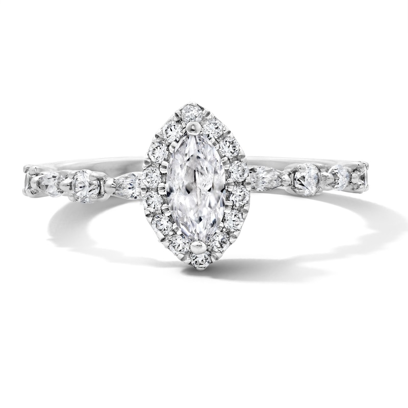 Main Image 1 of 3/4 CT. T.W. Marquise-Cut Certified Lab-Grown Diamond Promise Ring in Sterling Silver (F/VS2)