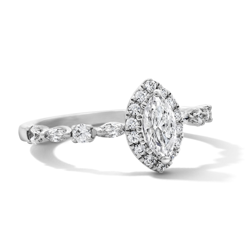 Main Image 4 of 3/4 CT. T.W. Marquise-Cut Certified Lab-Grown Diamond Promise Ring in Sterling Silver (F/VS2)