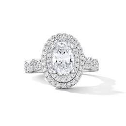 2 CT. T.W. Oval Certified Lab-Grown Diamond Double Frame Engagement Ring in 14K White Gold (F/VS2)