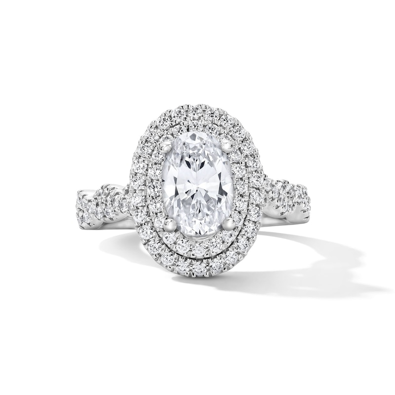 Main Image 1 of 2 CT. T.W. Oval Certified Lab-Grown Diamond Double Frame Engagement Ring in 14K White Gold (F/VS2)