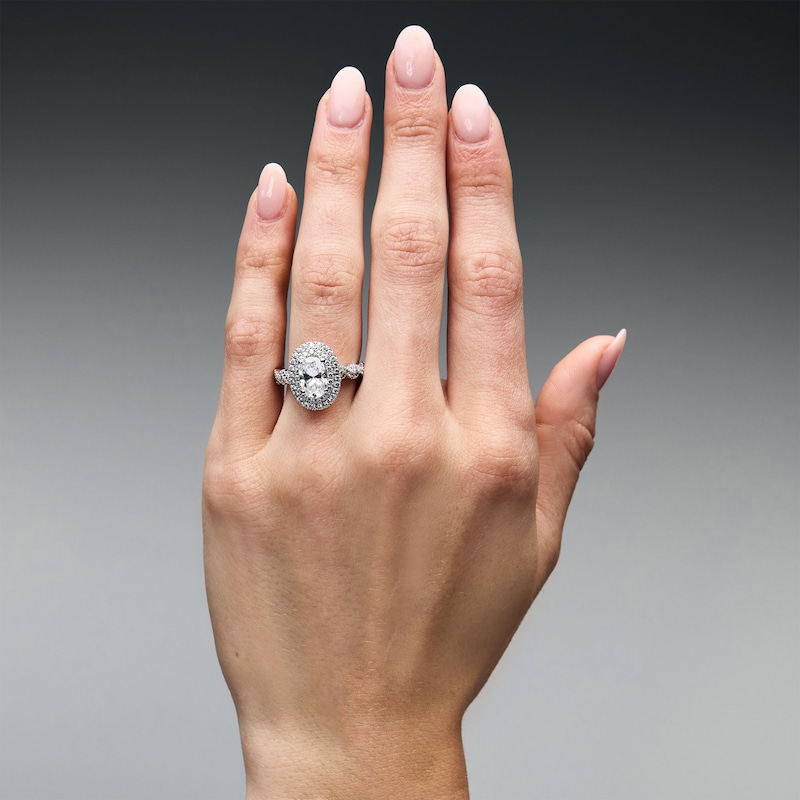Main Image 2 of 2 CT. T.W. Oval Certified Lab-Grown Diamond Double Frame Engagement Ring in 14K White Gold (F/VS2)