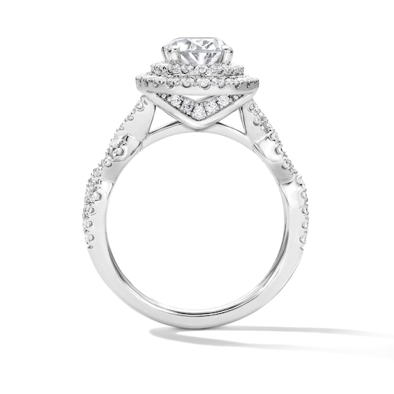2 CT. T.w. Oval Certified Lab-Grown Diamond Double Frame Engagement Ring in 14K White Gold (F/Vs2)