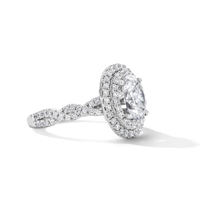 Main Image 4 of 2 CT. T.W. Oval Certified Lab-Grown Diamond Double Frame Engagement Ring in 14K White Gold (F/VS2)