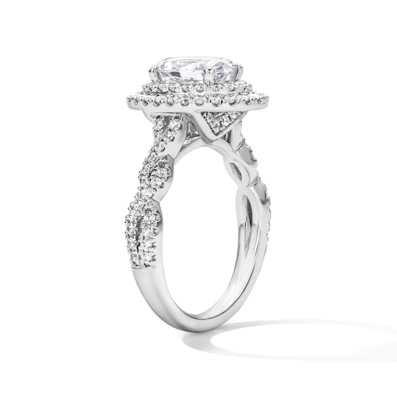 2 CT. T.w. Oval Certified Lab-Grown Diamond Double Frame Engagement Ring in 14K White Gold (F/Vs2)