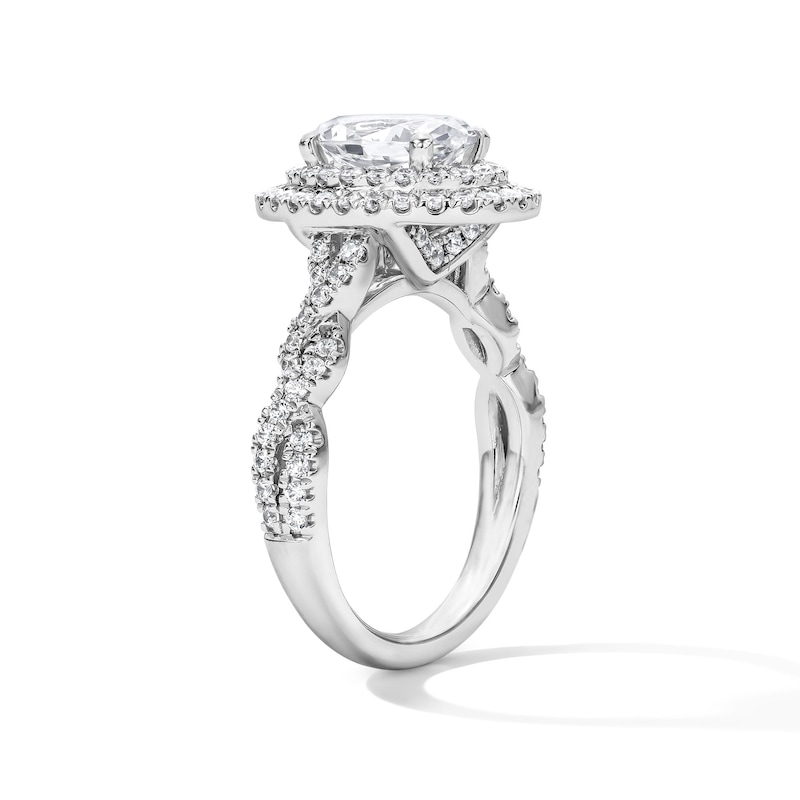 Main Image 5 of 2 CT. T.W. Oval Certified Lab-Grown Diamond Double Frame Engagement Ring in 14K White Gold (F/VS2)