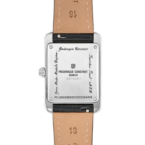 Ladies’ Frederique Constant Carrée 1-1/5 CT. T.w. Diamond Analog Watch with Black Leather Strap (Model: Fc-235S2Cd6)