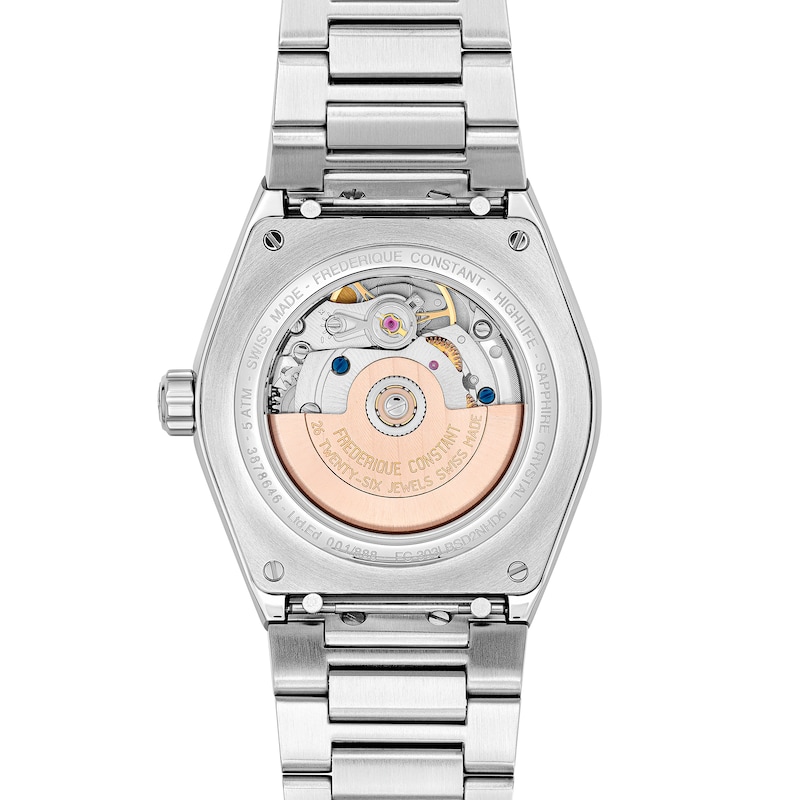 Main Image 3 of Ladies' Frederique Constant Highlife 1/2 CT. T.W. Diamond Automatic Watch with Blue Dial (Model: FC-303LBSD2NHD6)