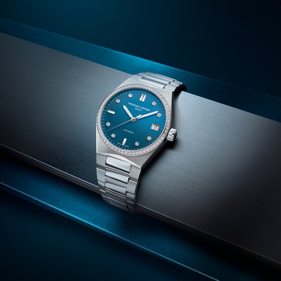 Ladies' Frederique Constant Highlife 1/2 CT. T.w. Diamond Automatic Watch with Blue Dial (Model: Fc-303Lbsd2Nhd6)