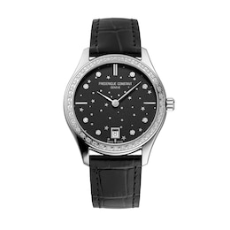 Ladies' Frederique Constant Classics 1/2 CT. T.W. Diamond Analog Watch with Black Stars Dial (Model: FC-220BSD3BD6)