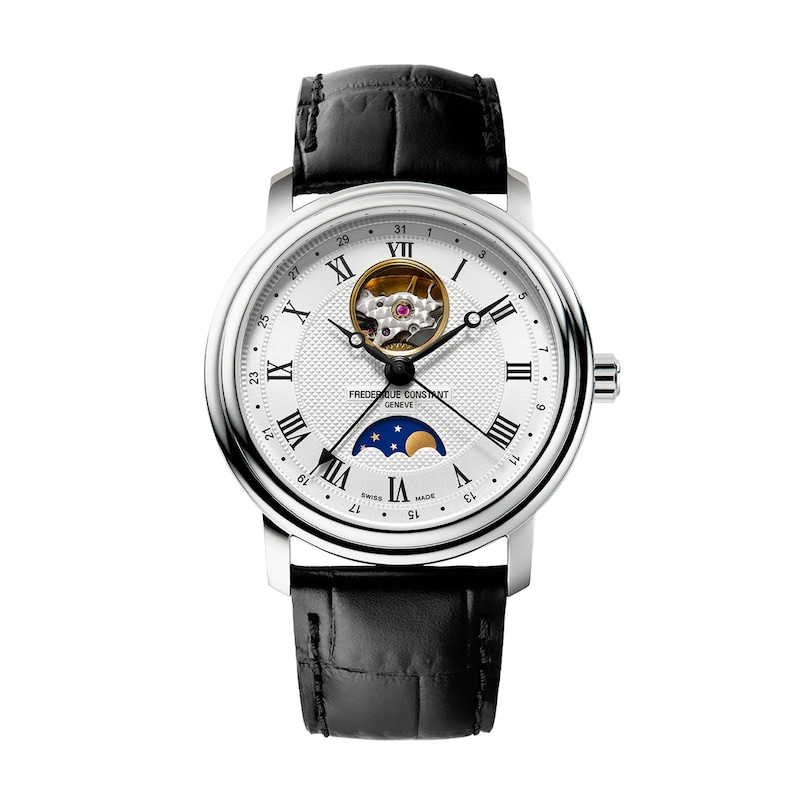 Main Image 1 of Men's Frederique Constant Heart Beat Moonphase Automatic Watch with Silver-Tone Dial (Model: FC-335MC4P6)