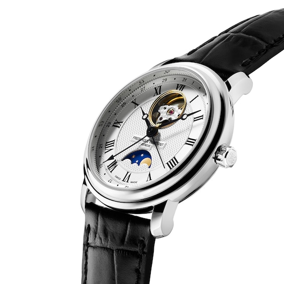 Men's Frederique Constant Heart Beat Moonphase Automatic Watch with Silver-Tone Dial (Model: Fc-335Mc4P6)
