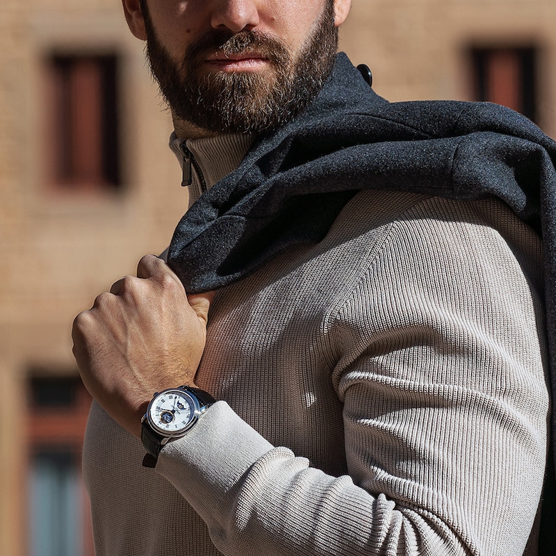 Main Image 4 of Men's Frederique Constant Heart Beat Moonphase Automatic Watch with Silver-Tone Dial (Model: FC-335MC4P6)